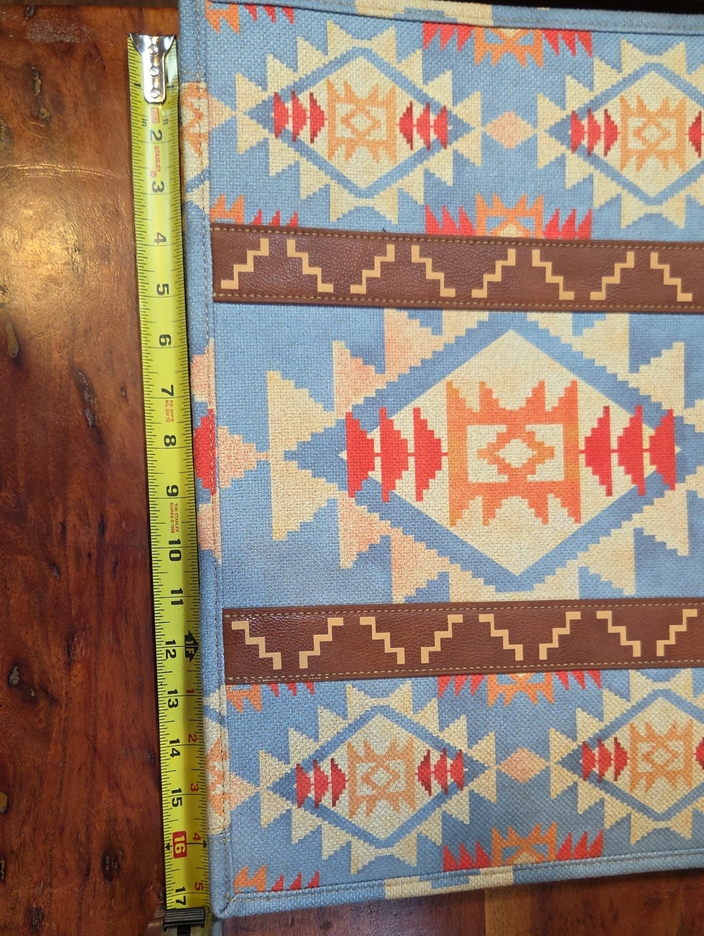 Wrangler Aztec Pattern Tote Bag in Light Blue and Brown - Picture 6 of 6